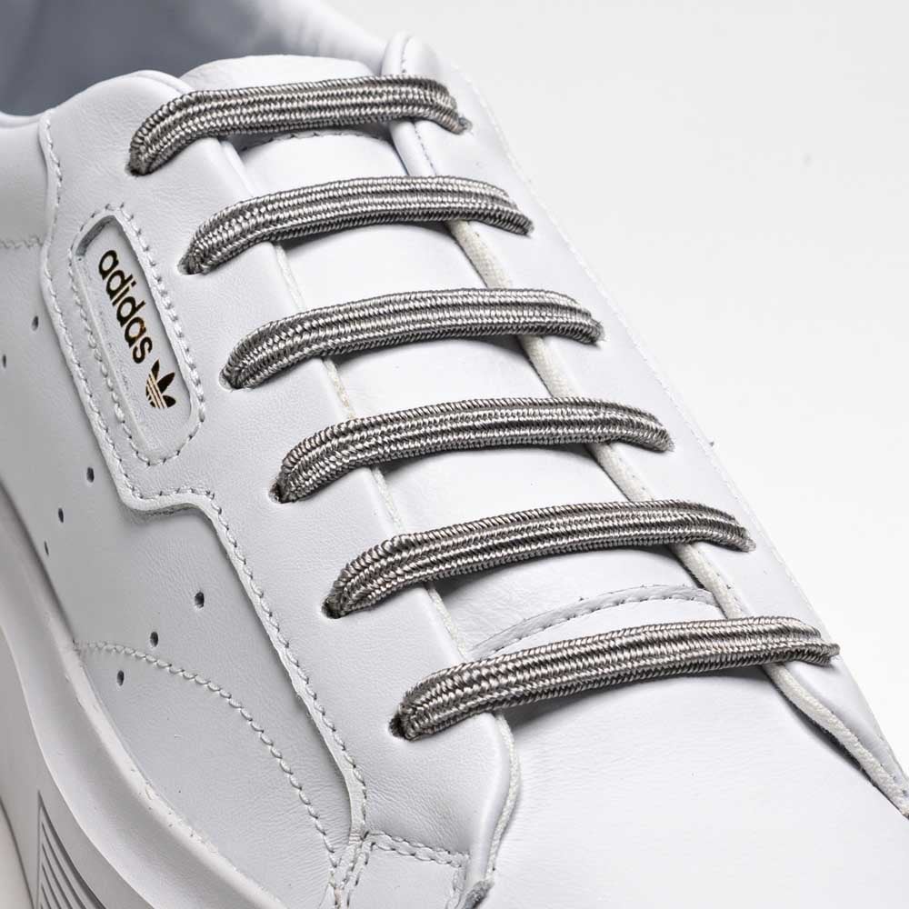 Sparkly Metallic Silver No Tie Sneaker Laces for Shoes Slims