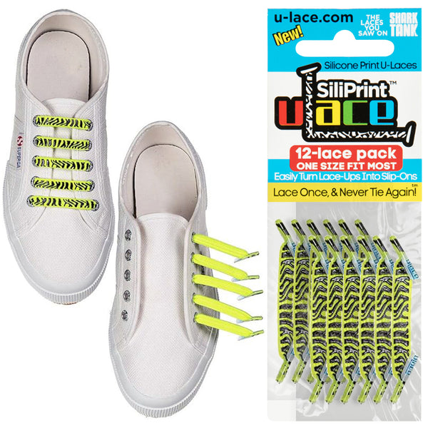 Le Yucca’s Karena U サイズ38 No Shoelace Neon Zebra Print Elastic Shoelaces - Siliprint | uLace – U